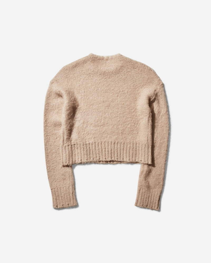 GUESS USA Women's Fuzzy Crewneck Sweater Oxford Tan outlook