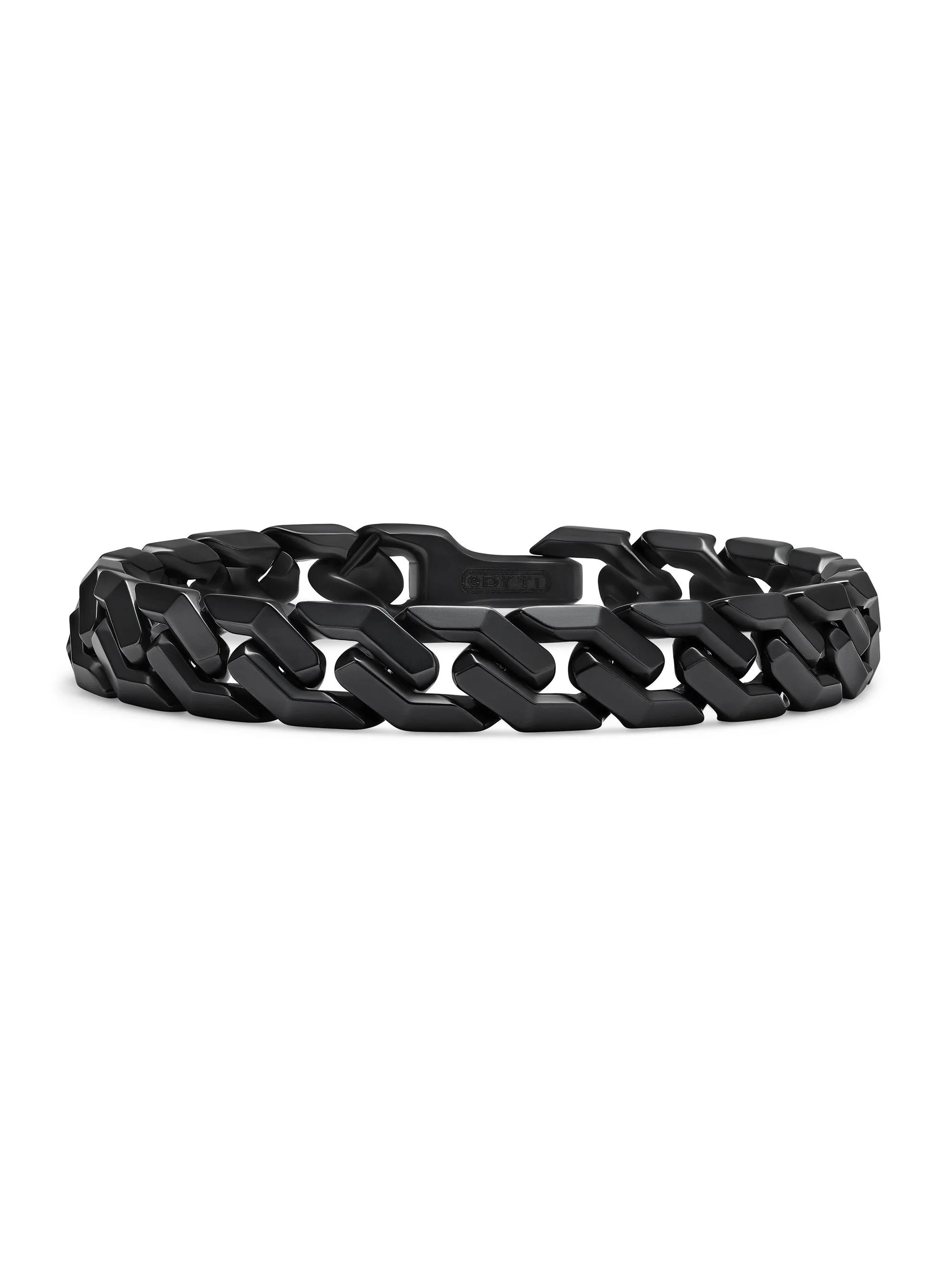 Men's Curb Chain Angular Link Bracelet in Black Titanium, 11.5MM - Black - 1
