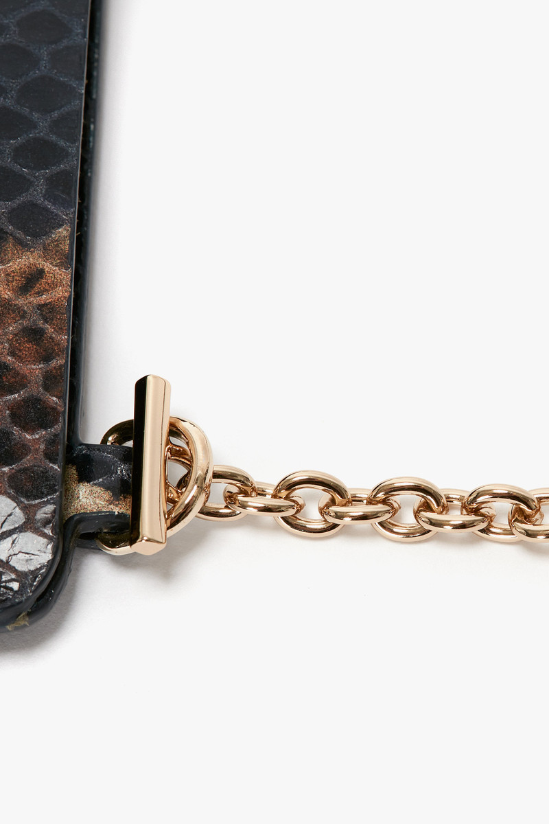 Iphone Pouch In Navy-Brown Leather 3