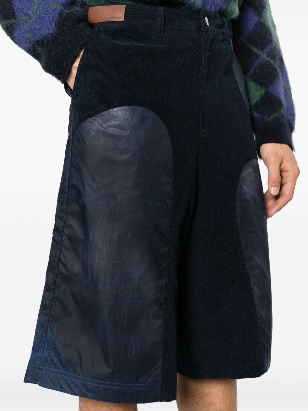 corduroy panelled high-waisted shorts - 5