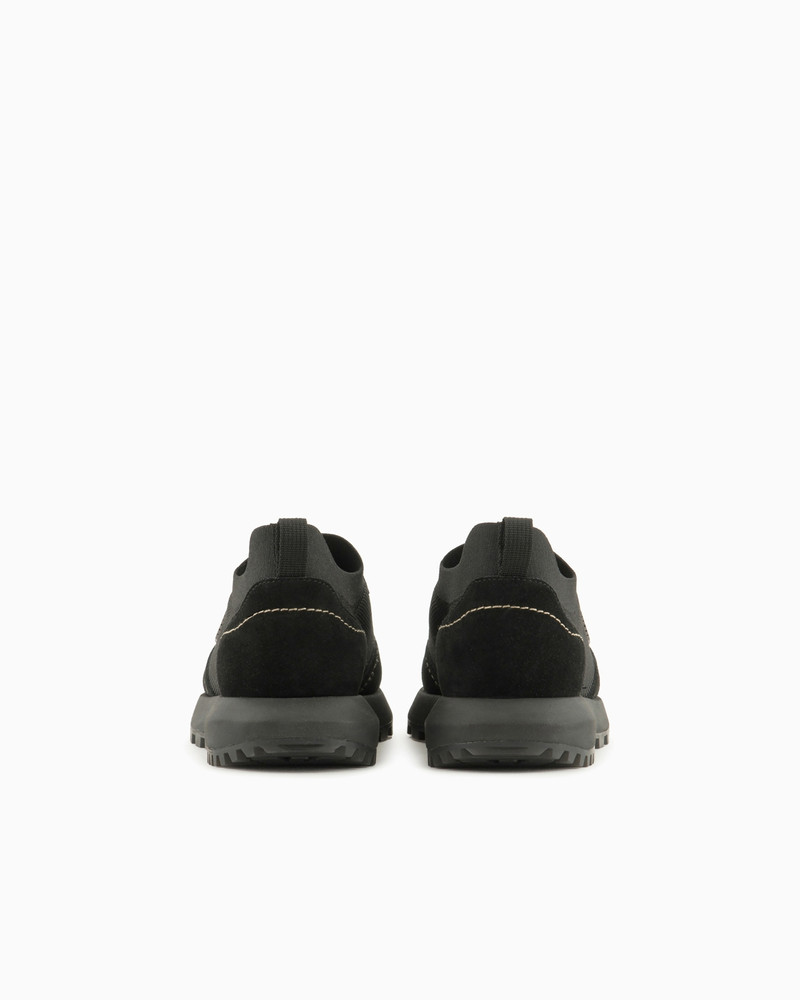 EMPORIO ARMANI Knit sneakers with suede details outlook