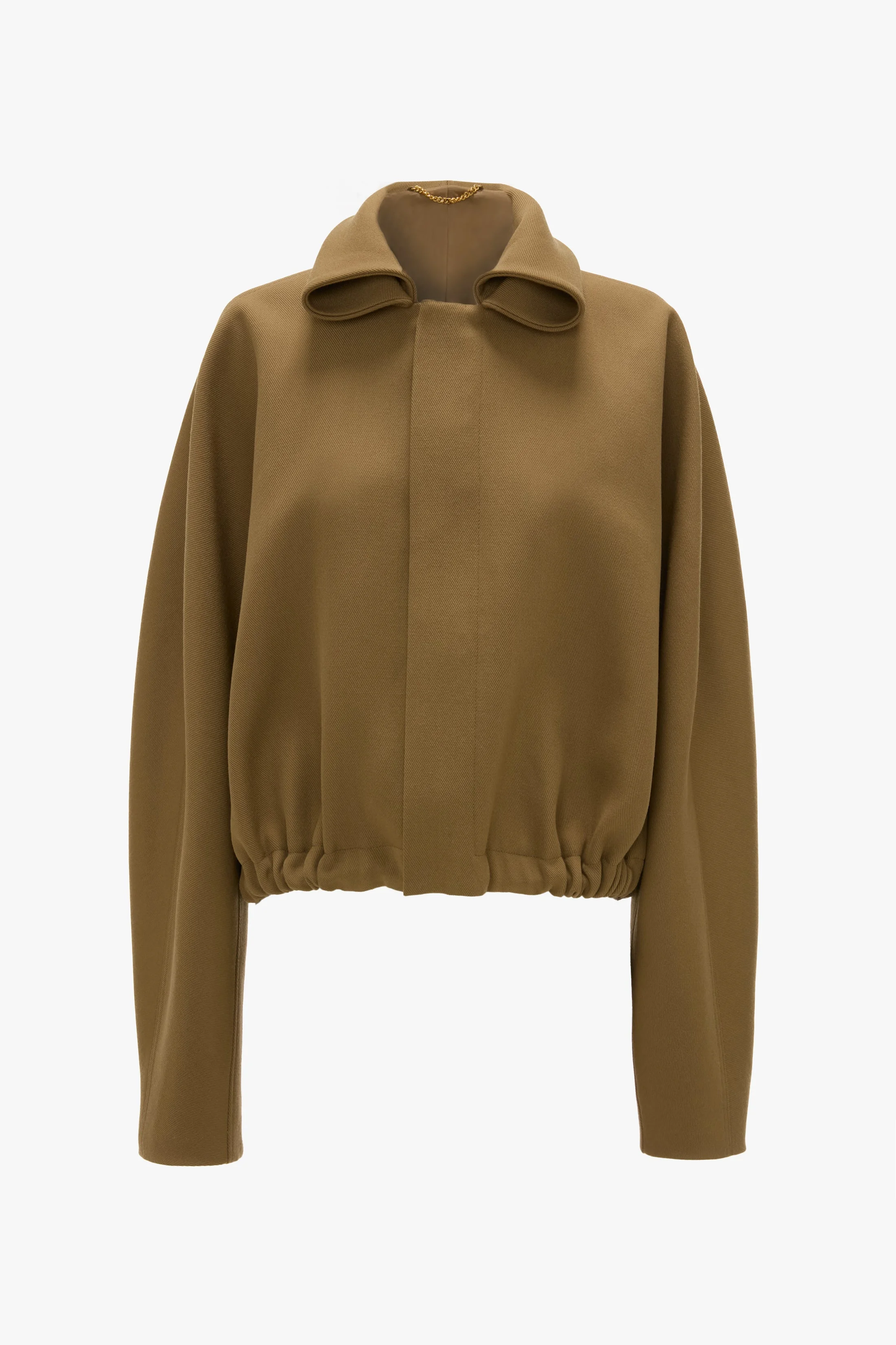 Oversized Roll Neck Bomber Jacket In Dark Camel - 1