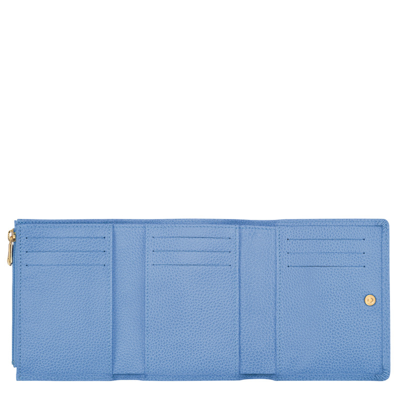 Longchamp Le Foulonné Wallet Cloud Blue - Leather outlook