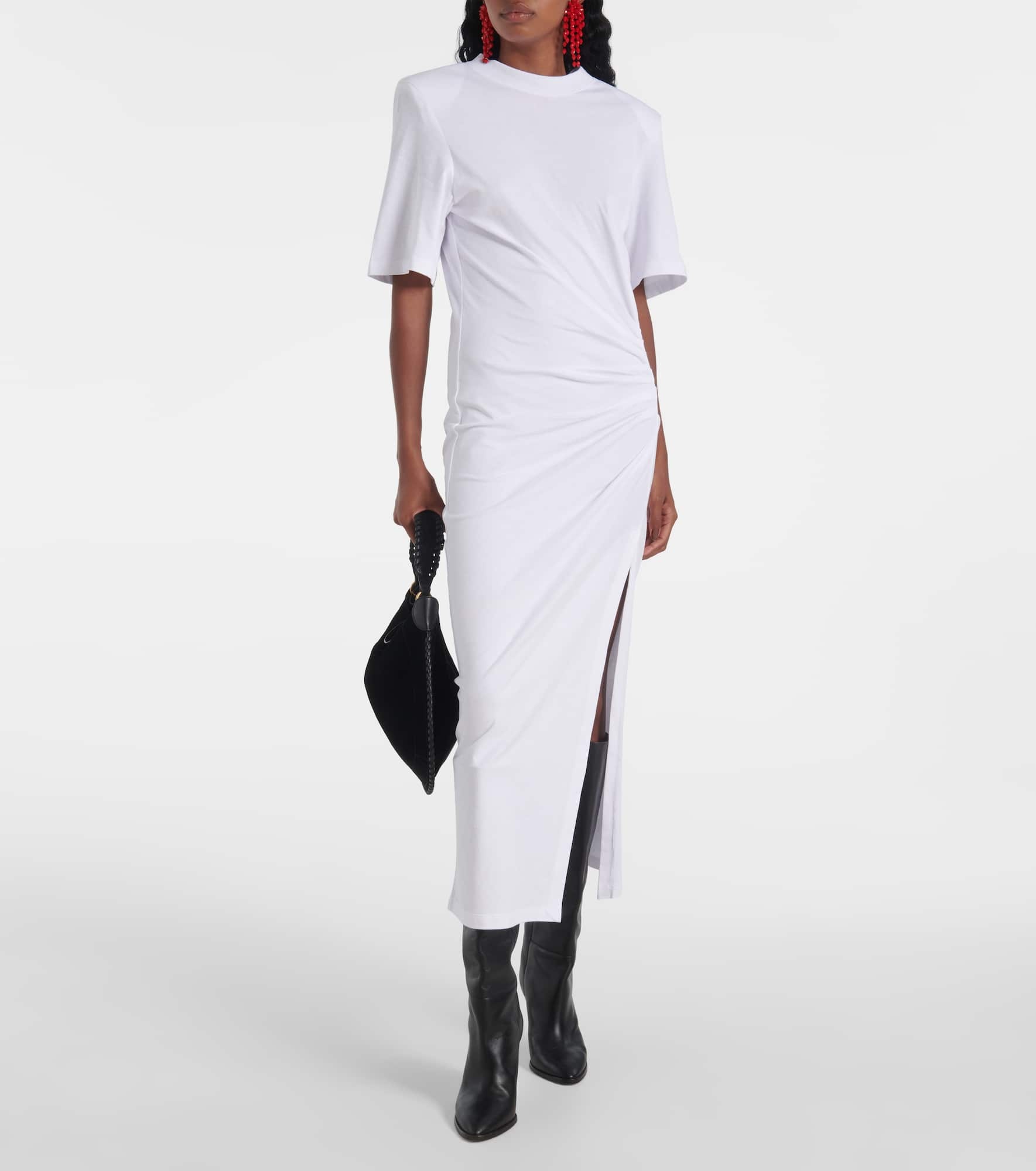 Lexia gathered cotton midi dress - 2