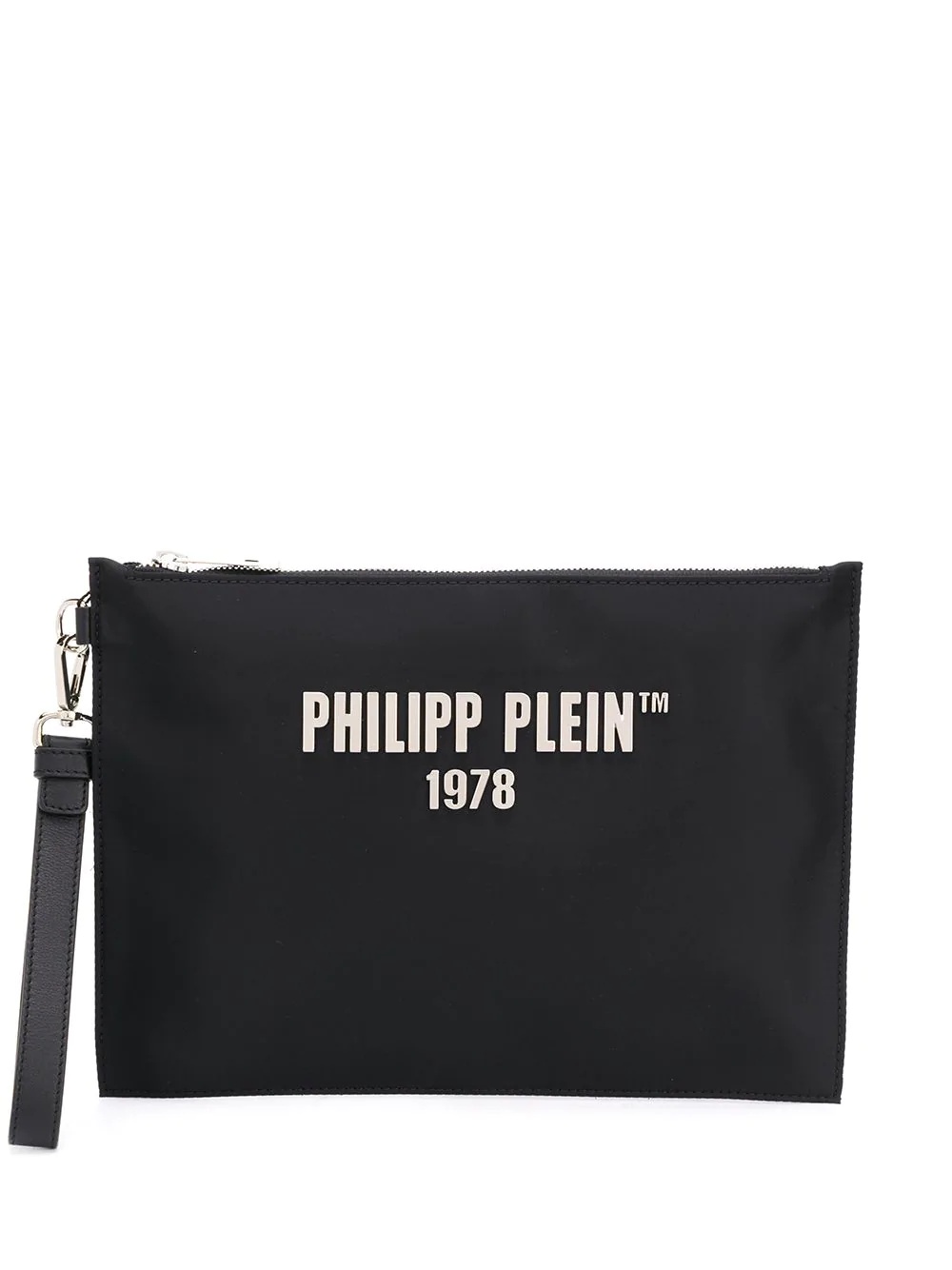 logo-print zipped clutch bag - 1