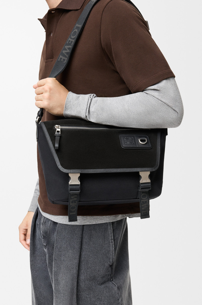 Loewe Medium Flex messenger in canvas and suede outlook