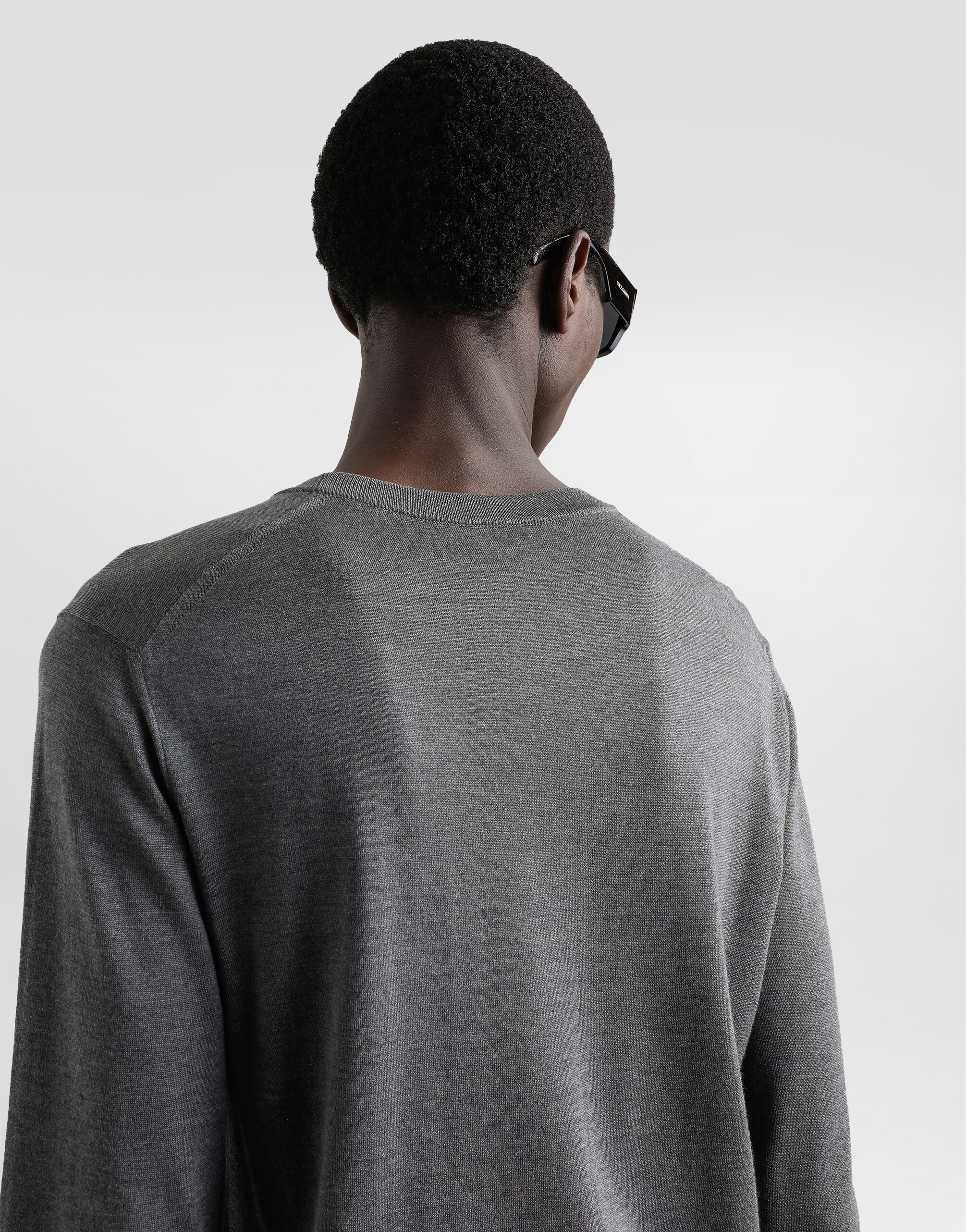 Silk round-neck sweater with DG embroidery - 5