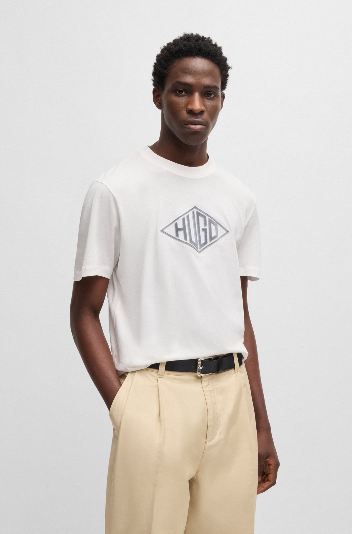 COTTON-JERSEY T-SHIRT WITH GEOMETRIC LOGO EMBROIDERY - 2