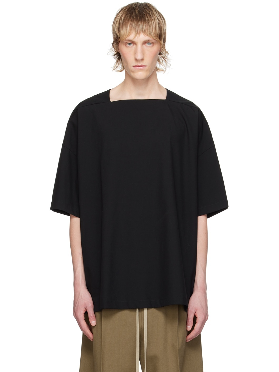 Black Square Neck T-Shirt - 1