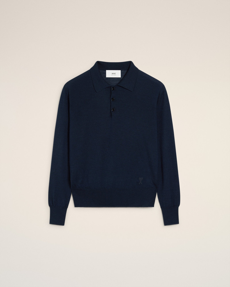 NAVY WOOL TONAL AMI DE COEUR POLO - 1