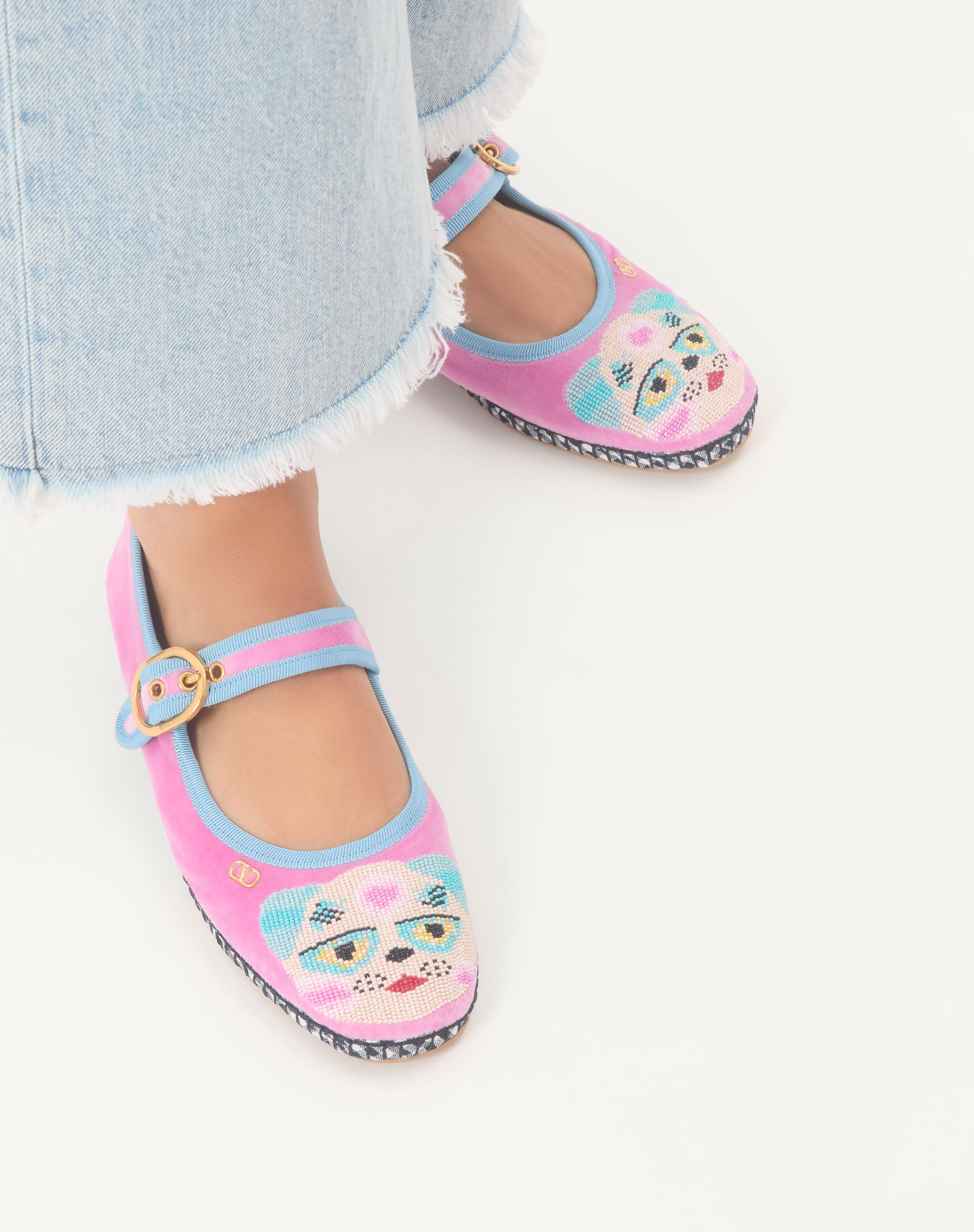 MARY-JANE ENDOUCE VELVET BALLERINA WITH LE CHAT DE LA MAISON EMBROIDERY - 2