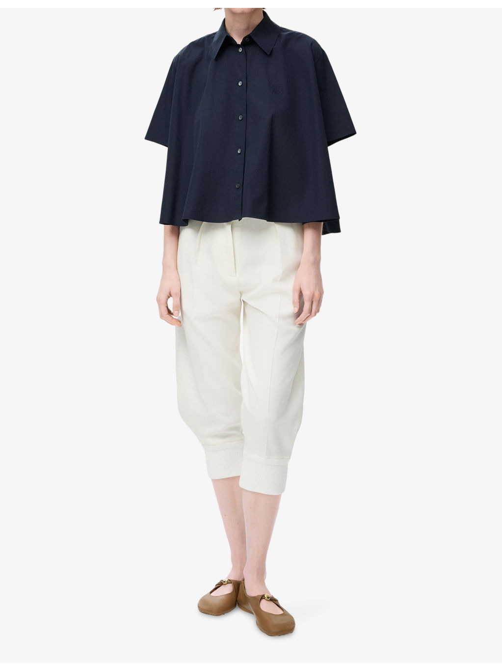 Short-Sleeve Trapeze Cotton Shirt - 2