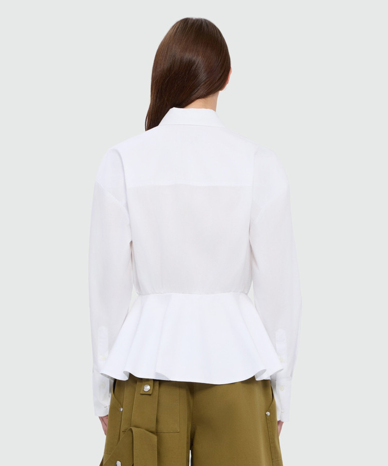 White cotton poplin shirt with cut and gathered waist 3