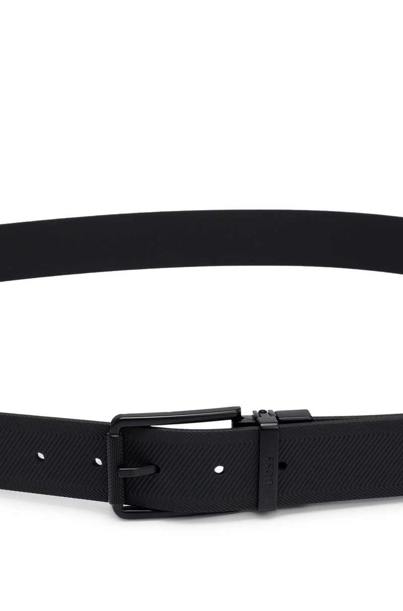REVERSIBLE LEATHER BELT WITH BLACK-VARNISHED ROLLER BUCKLE 5