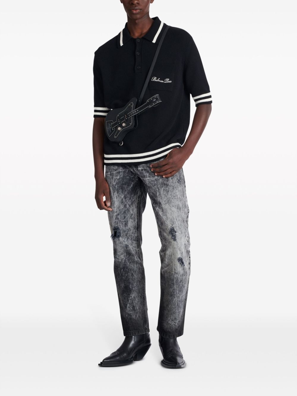 logo-embroidered striped polo shirt - 2