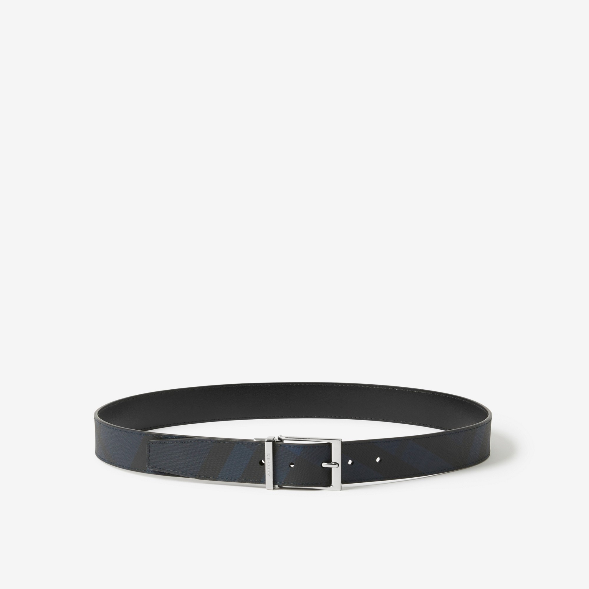 Reversible London Check and Leather Belt - 1