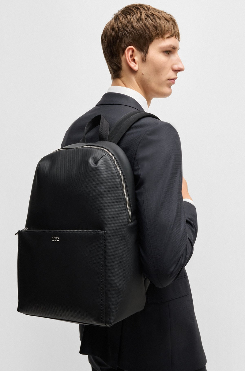 BOSS TEXTURED BACKPACK WITH LOGO HARDWARE outlook