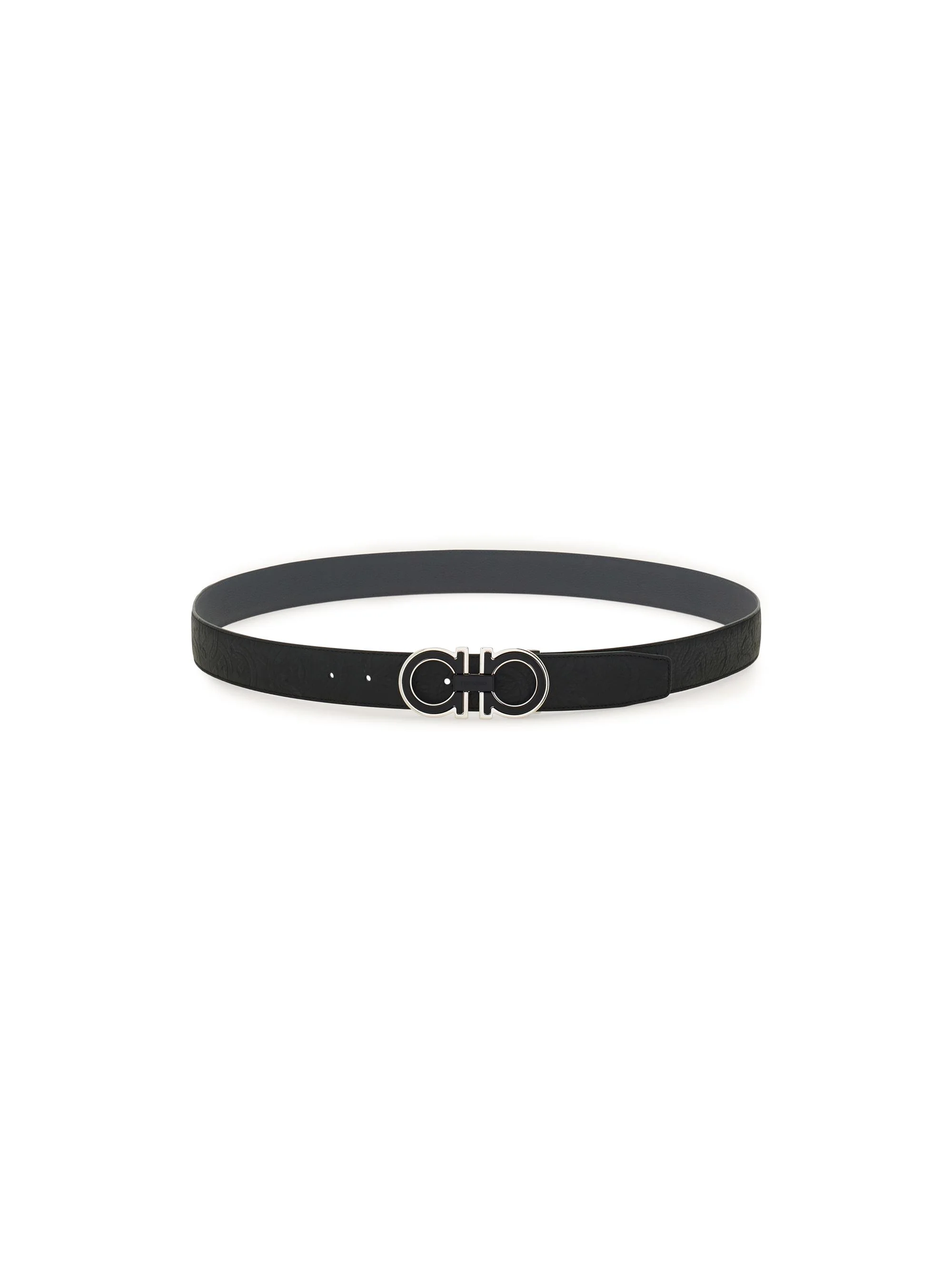 Men's Double Adjustable Leather Belt - Nero Dark Rain - 1
