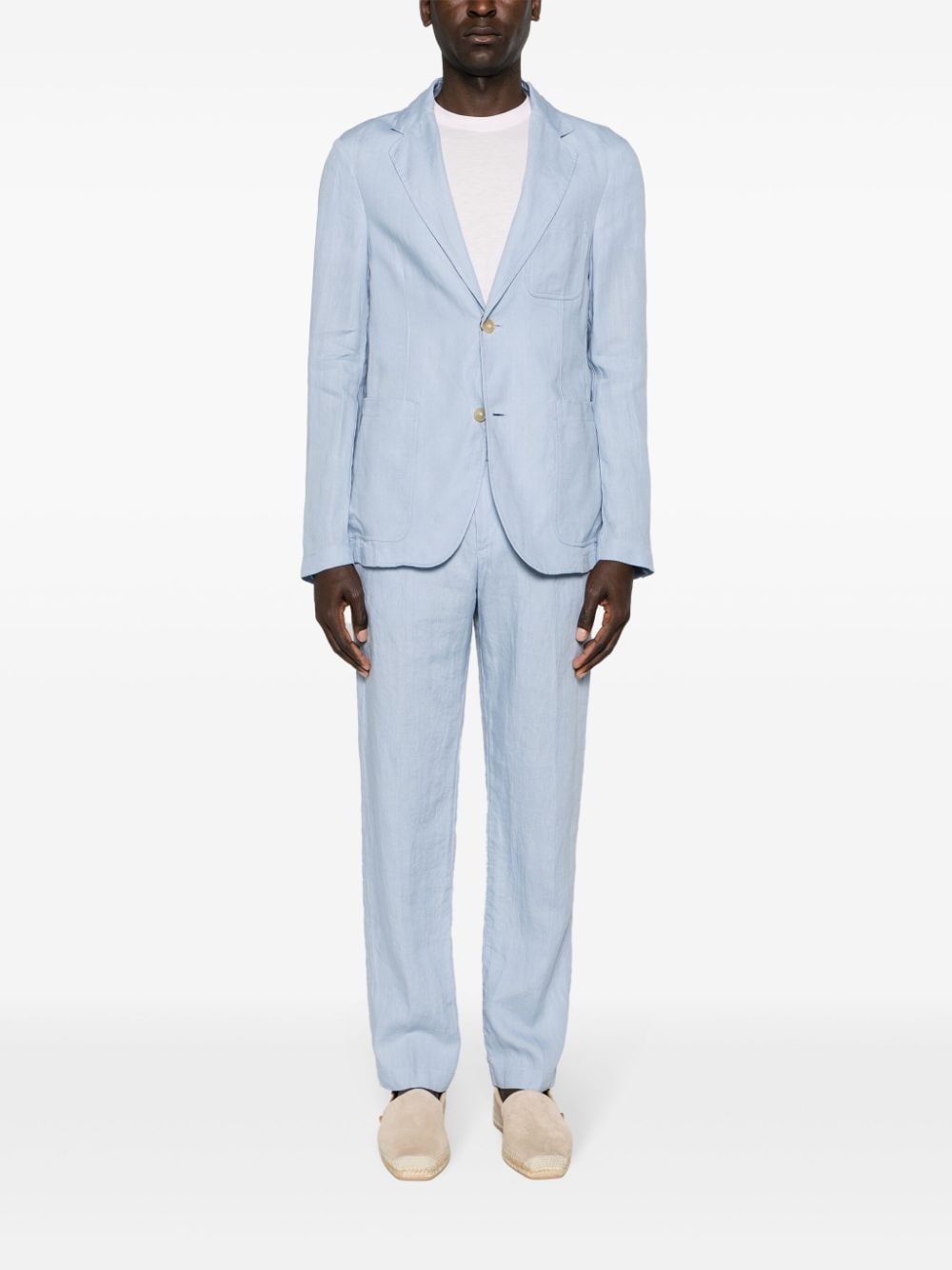 mid-rise tapered linen trousers - 2