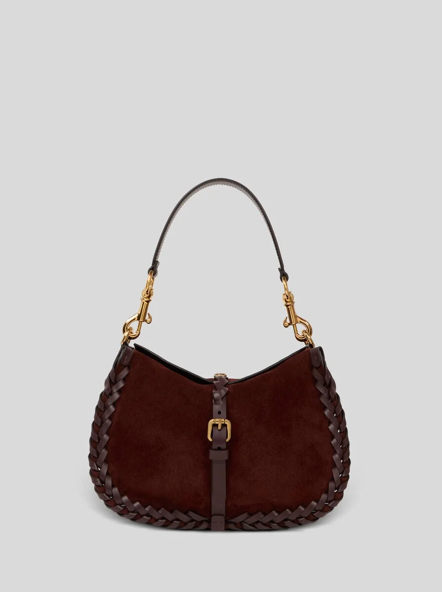 MEDIUM SUEDE PONY BAG WITH THREADING - 1