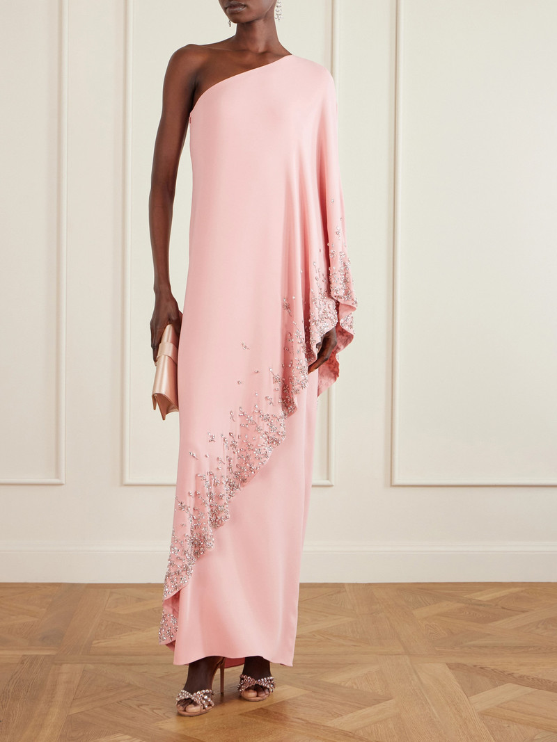 Oscar de la Renta One-shoulder Crystal-embellished Silk-blend Crepe Gown outlook