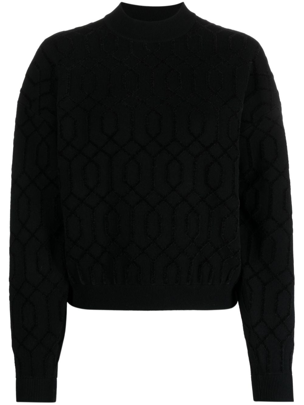 patterned-intarsia crew-neck jumper - 1