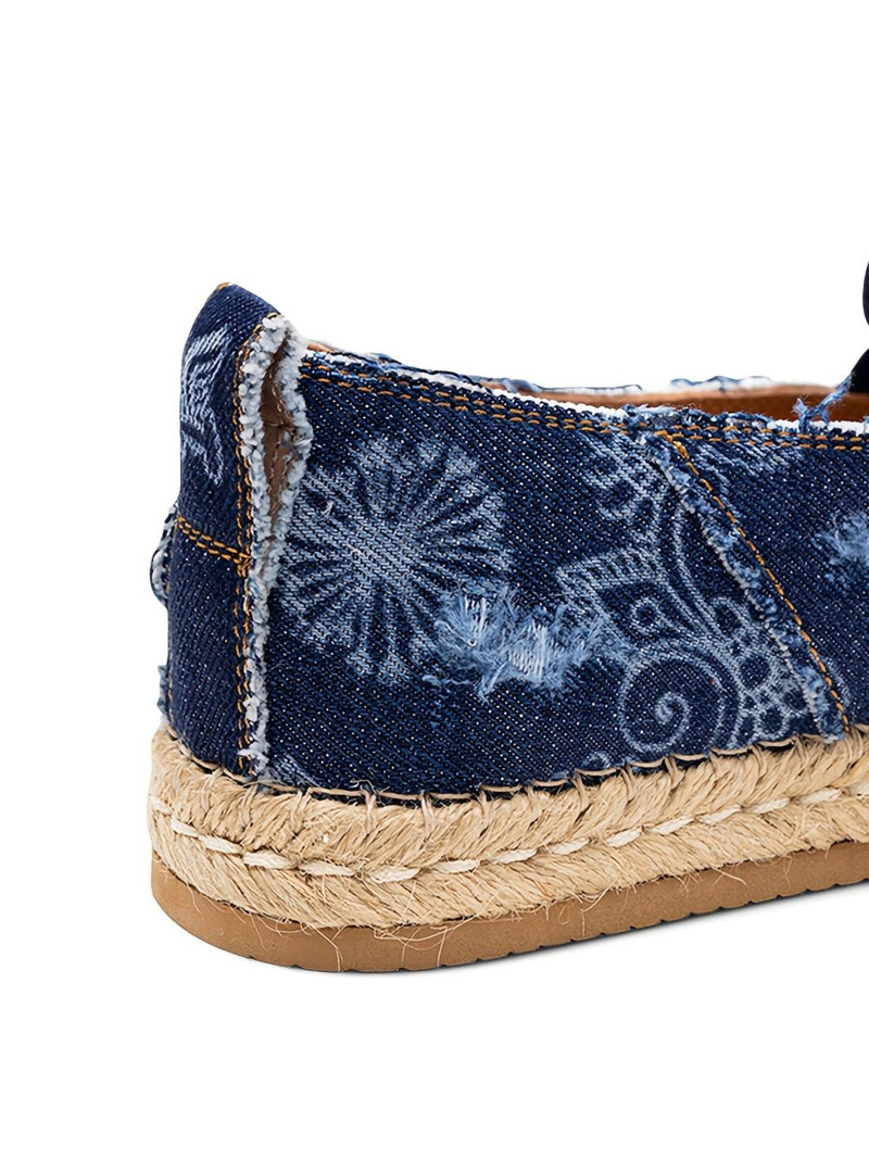 denim floral print espadrilles 5