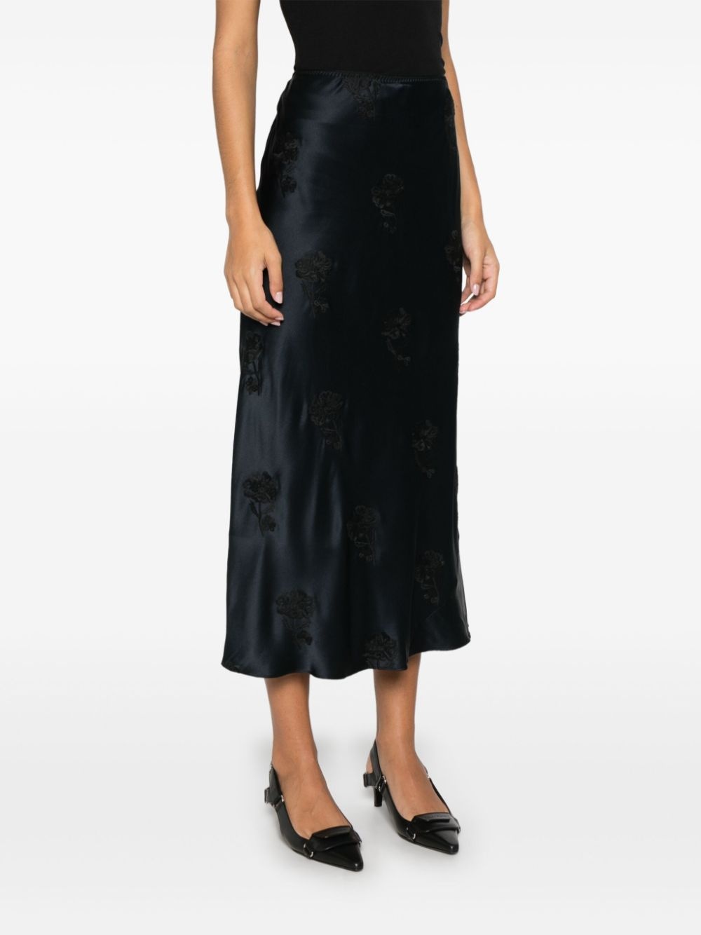 floral-embroidered midi skirt - 3