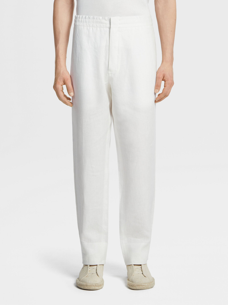 ZEGNA WHITE LINEN JOGGERS outlook