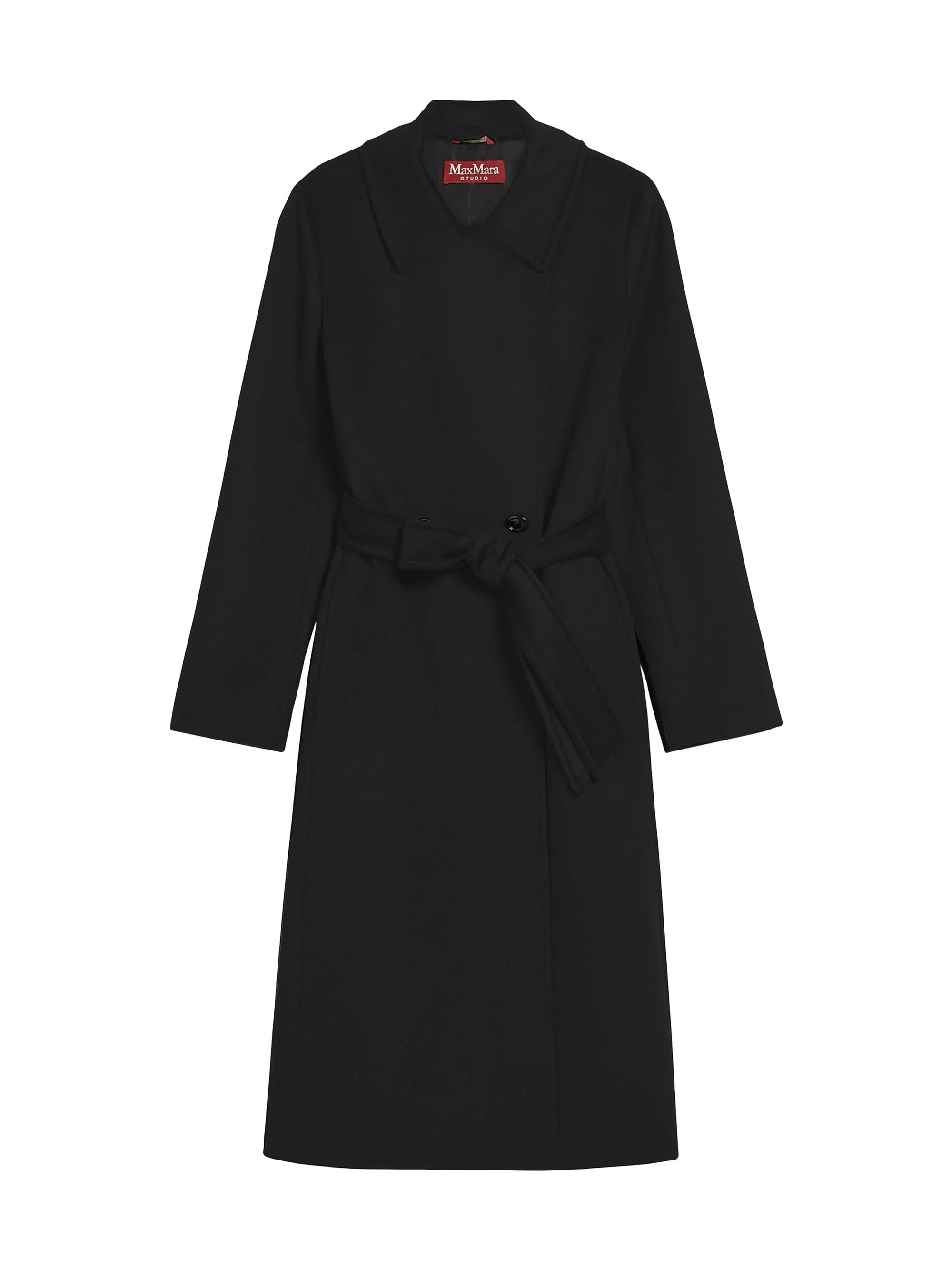 Women's Wool Robe Coat - Black - 1