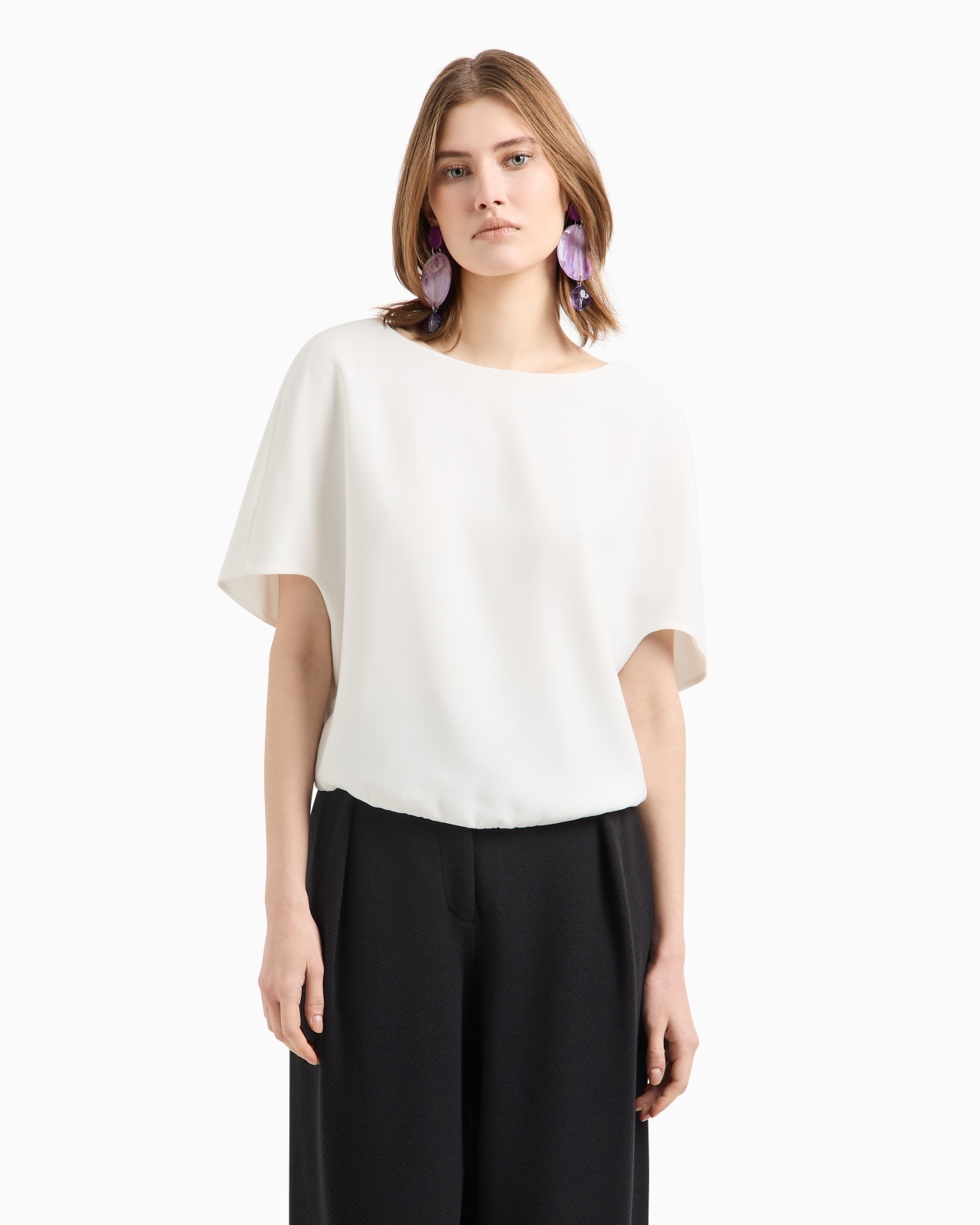 TECHNICAL CADY BLOUSE WITH GATHERED HEM - 2