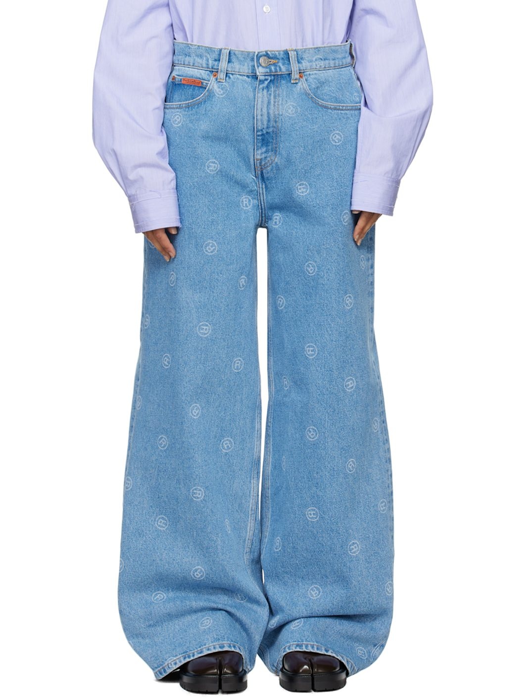 Blue Extended Wide Leg Jeans - 1