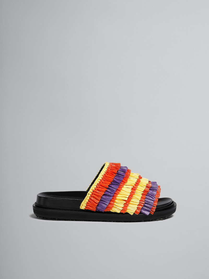 MULTICOLOURED FRINGE SLIDE SANDAL - 1