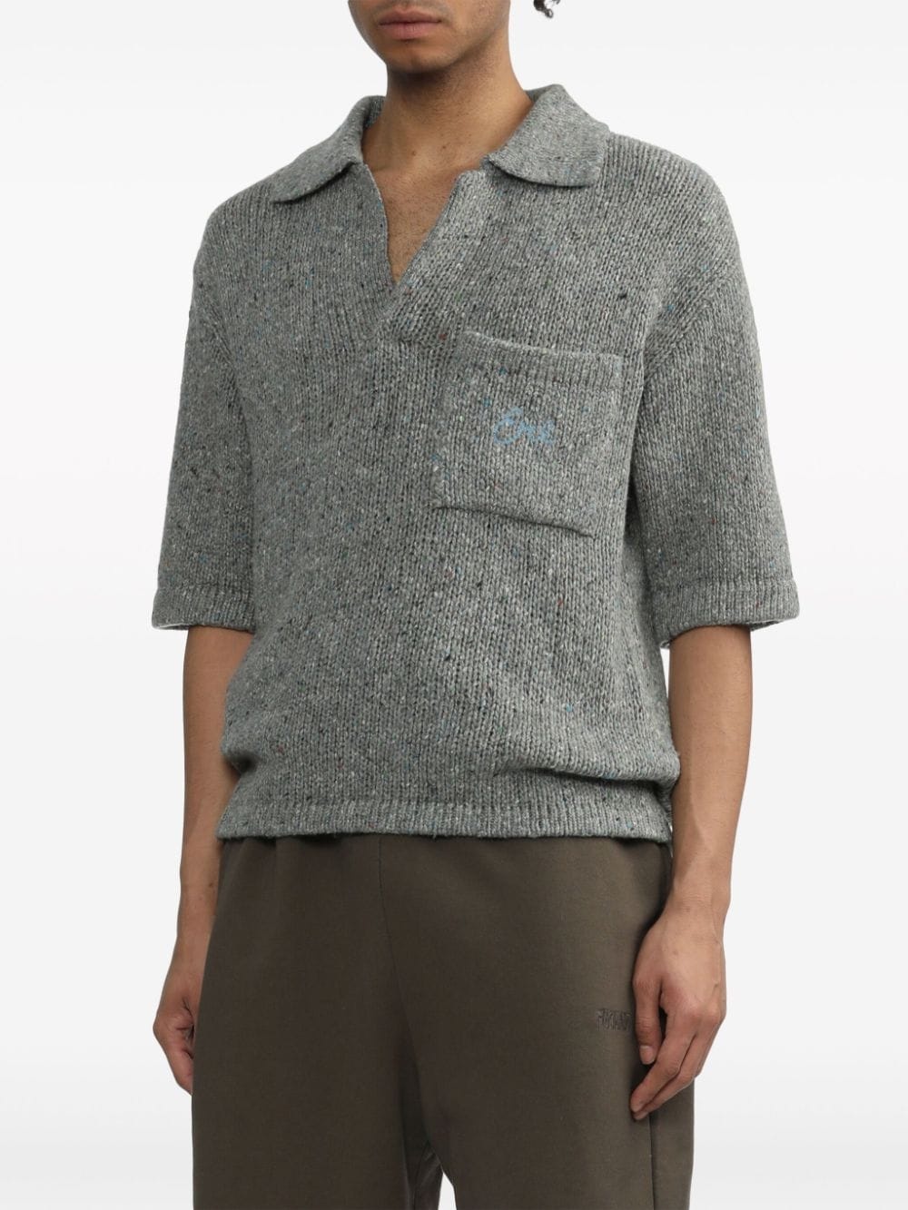 speckle-knit polo shirt - 3