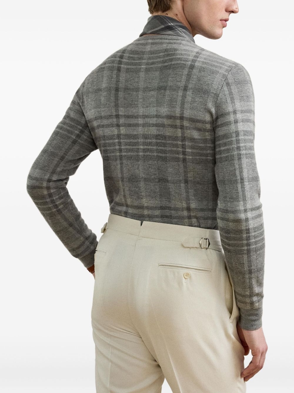 plaid crew-neck top - 3