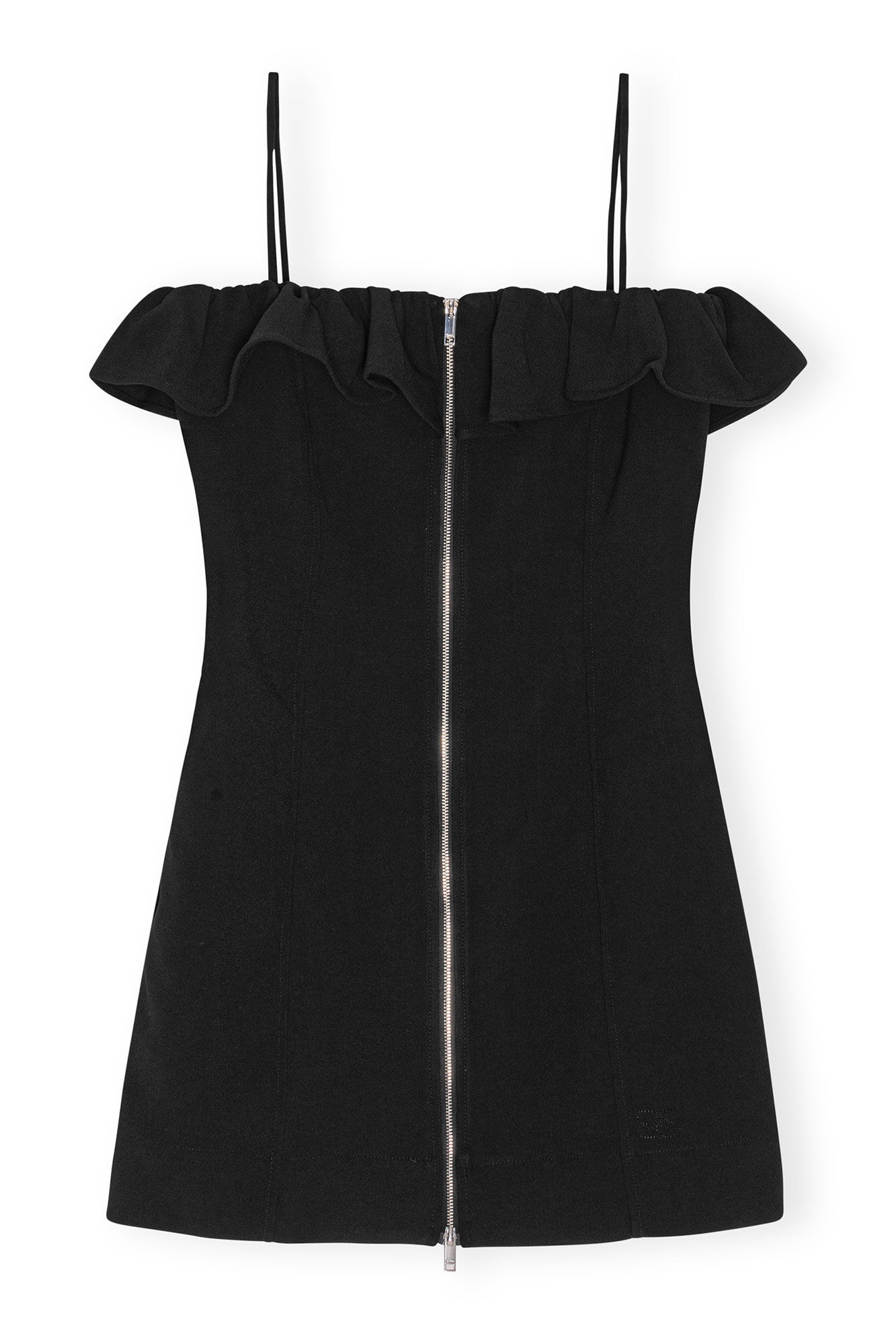 BLACK BONDED CREPE STRAP MINI DRESS - 10