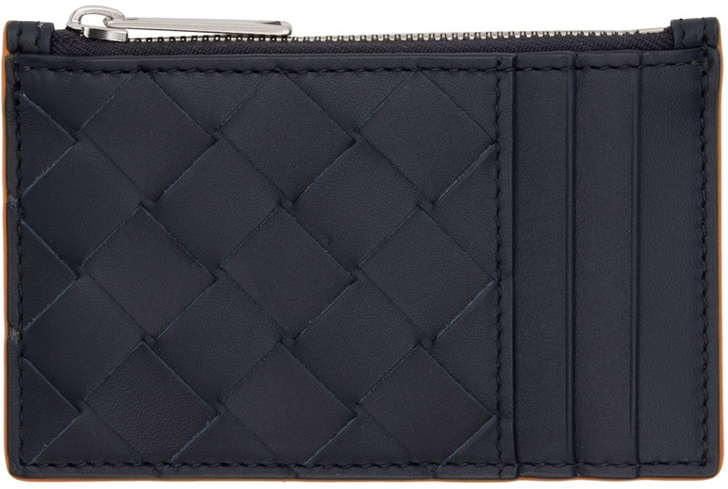 Bottega Veneta Black & Orange Intrecciato Zippered Card Case outlook