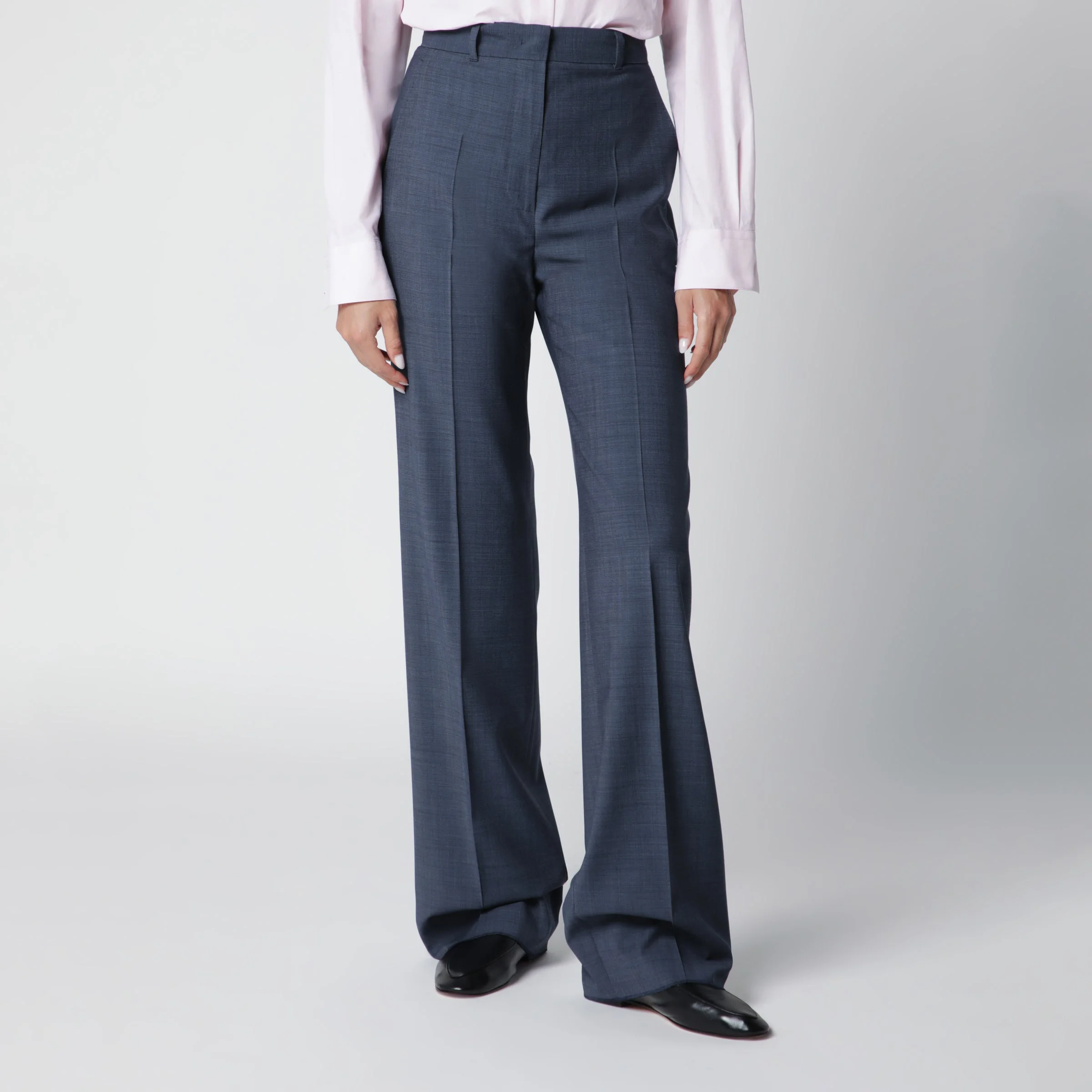 Classic trousers in blue virgin wool - 1