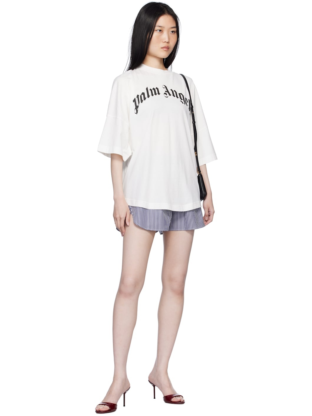 Navy & White Classic Logo Striped Shorts - 4