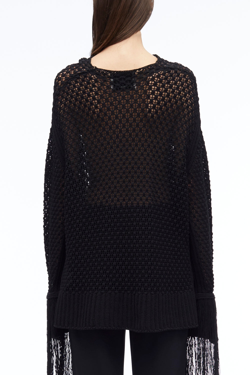 Textured Fringe Oversized Pullover - 5