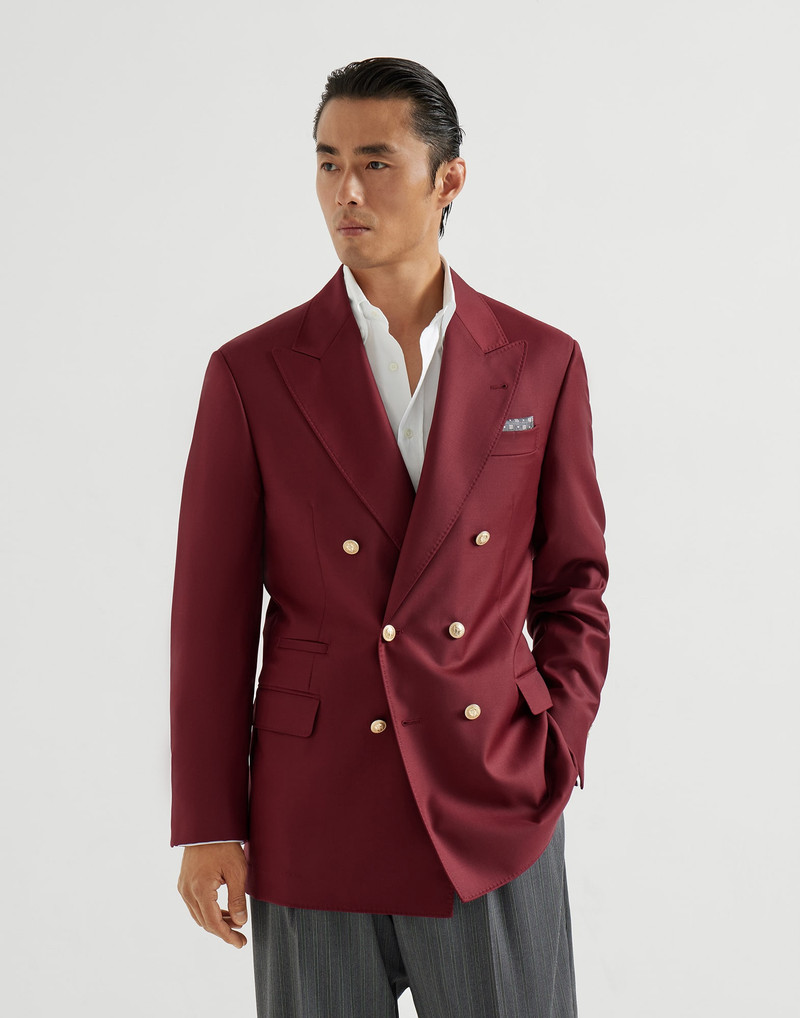 Virgin wool batavia one-and-a-half breasted Tailor blazer with metal buttons 2