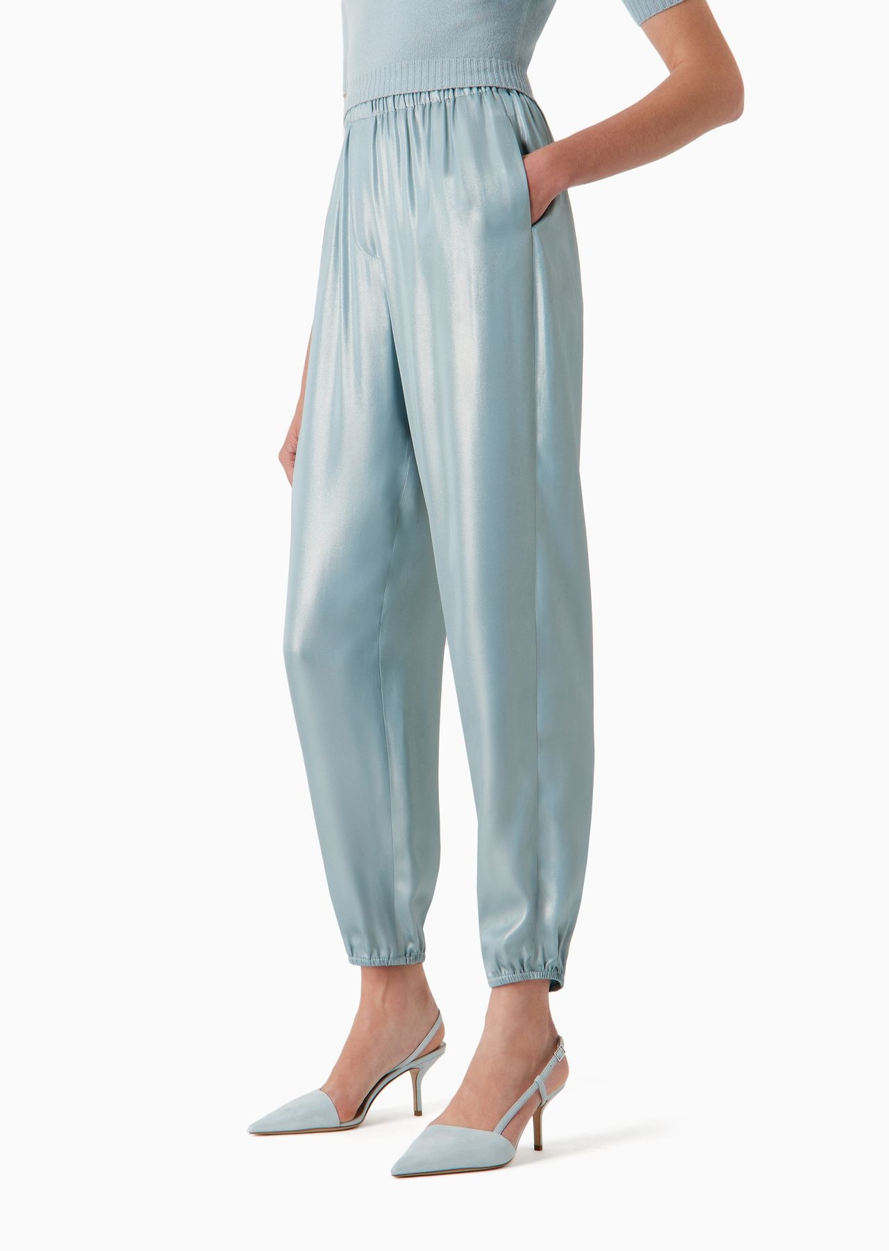 Straight trousers in laminated viscose satin - 2