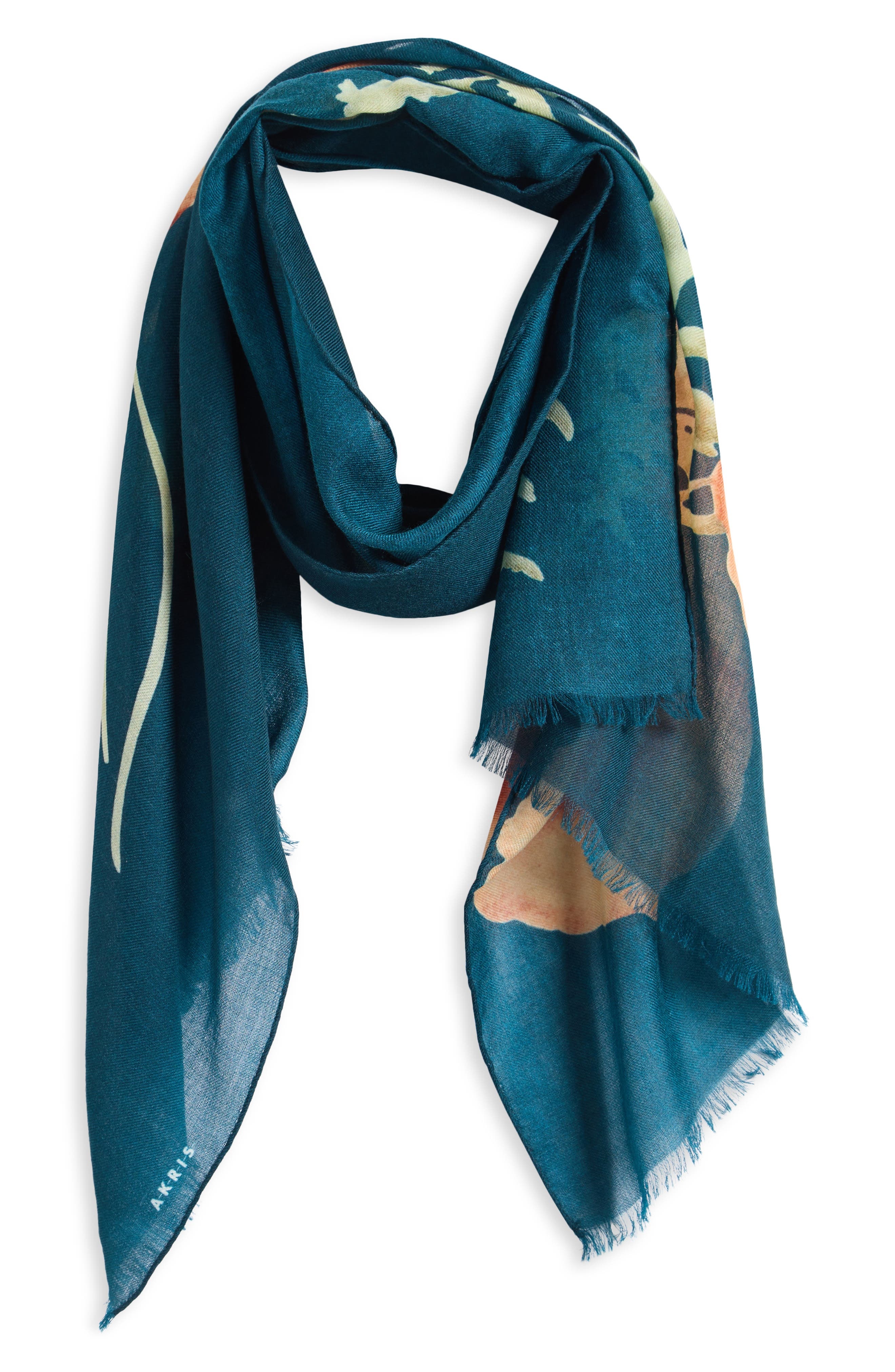 Akris Anemone Cashmere Fringe Scarf in River Green at Nordstrom - 2