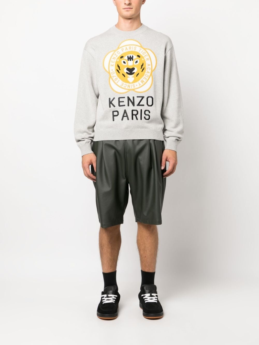 logo-patch wool-cotton sweatshirt - 2