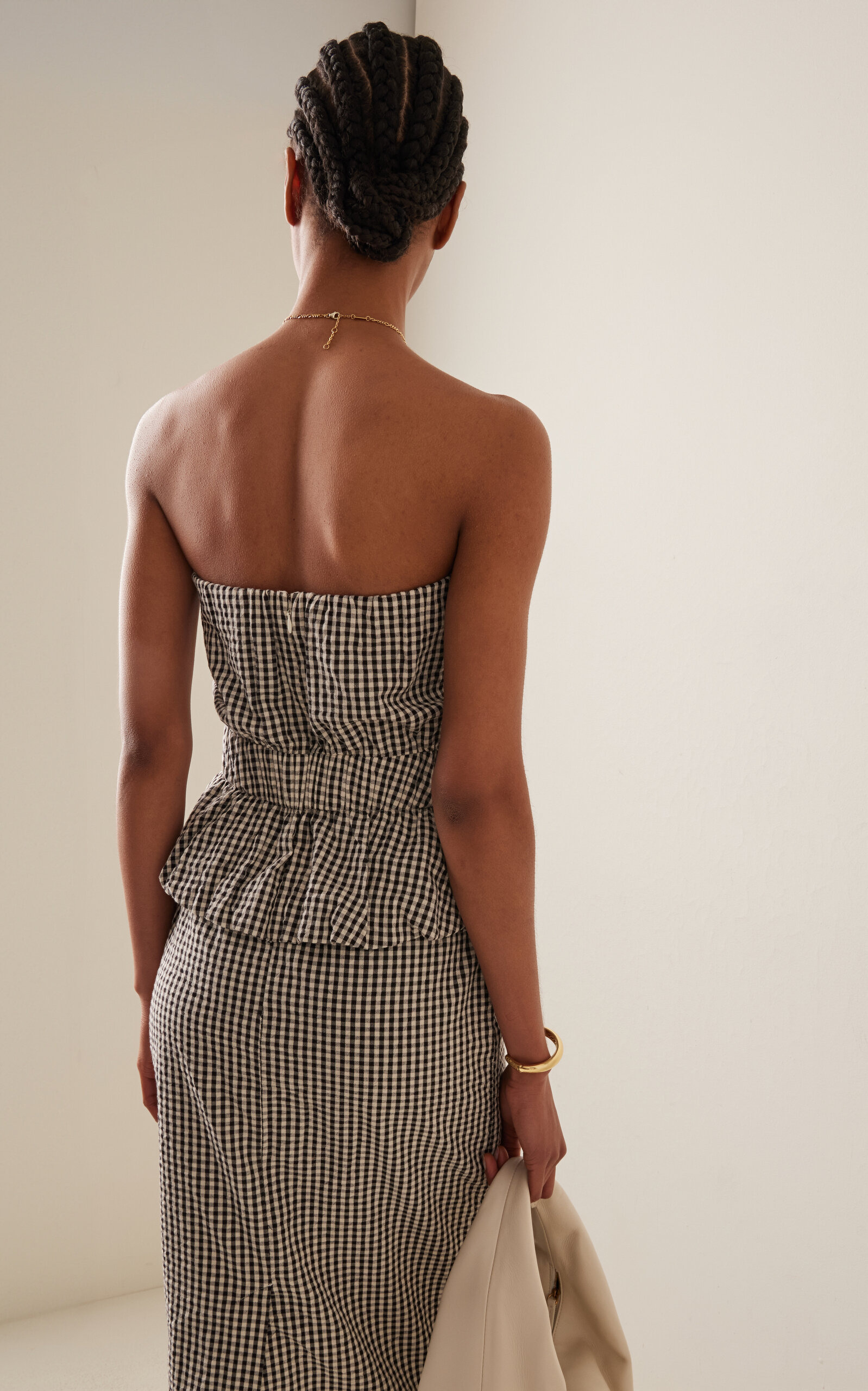 Aurelia Strapless Gingham Cotton Top black - 4