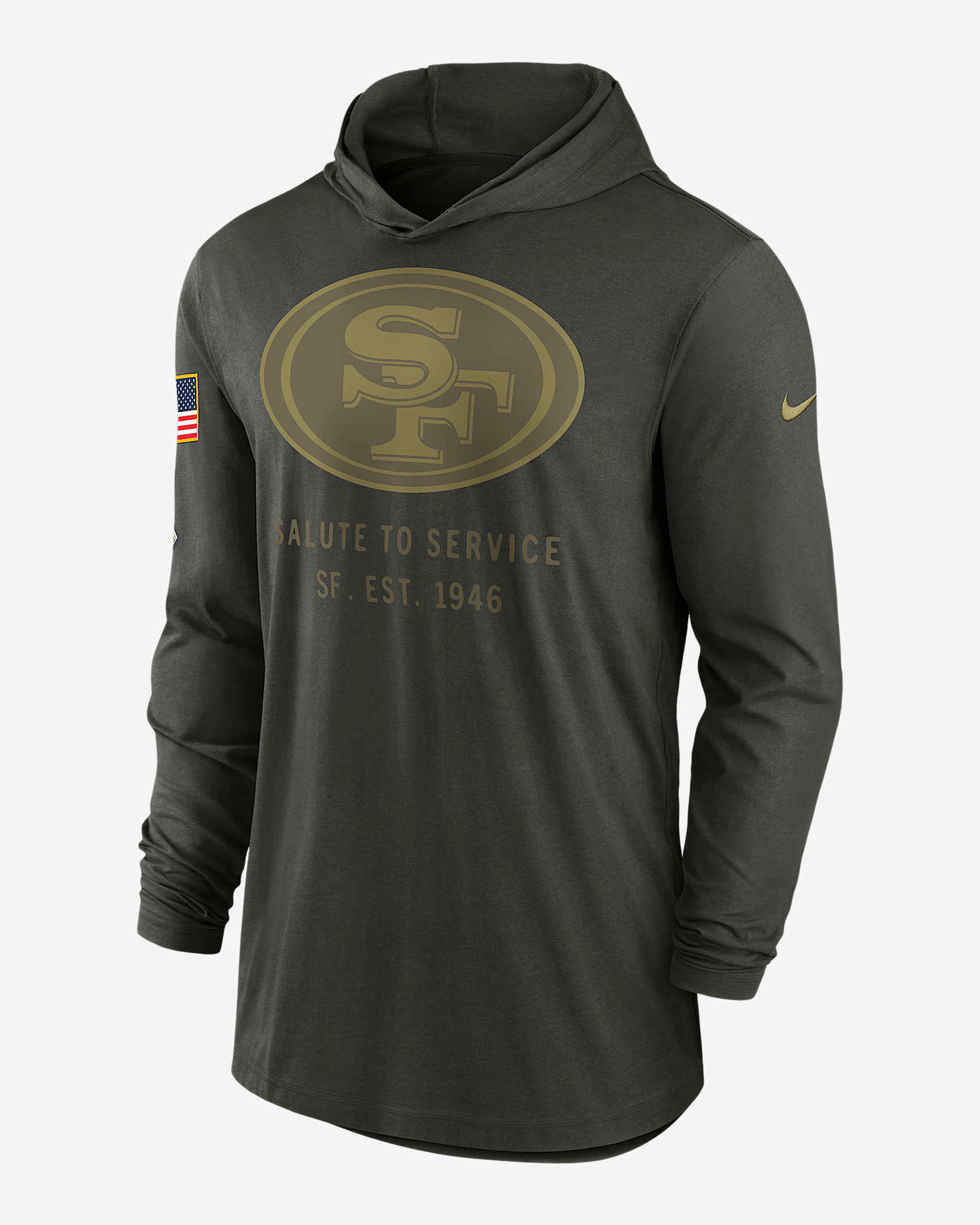 San Francisco 49ers Salute to Service Sideline Men’s Nike Dri-FIT NFL Long-Sleeve Hooded Top - 1