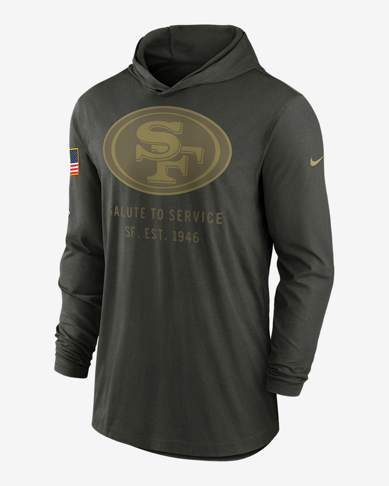 San Francisco 49ers Salute to Service Sideline Men’s Nike Dri-FIT NFL Long-Sleeve Hooded Top 1