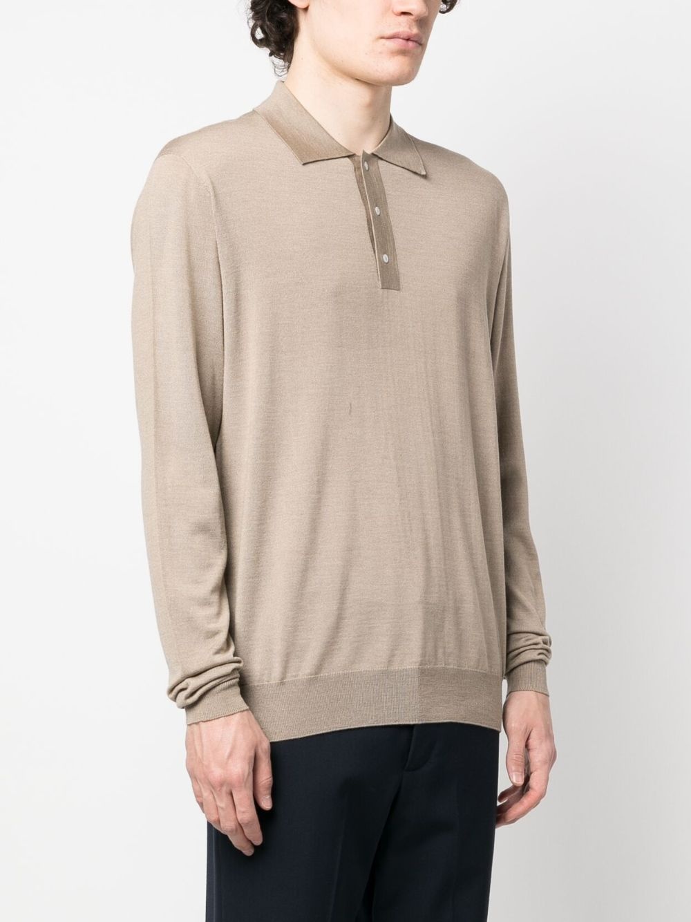 long-sleeve knitted polo shirt - 3