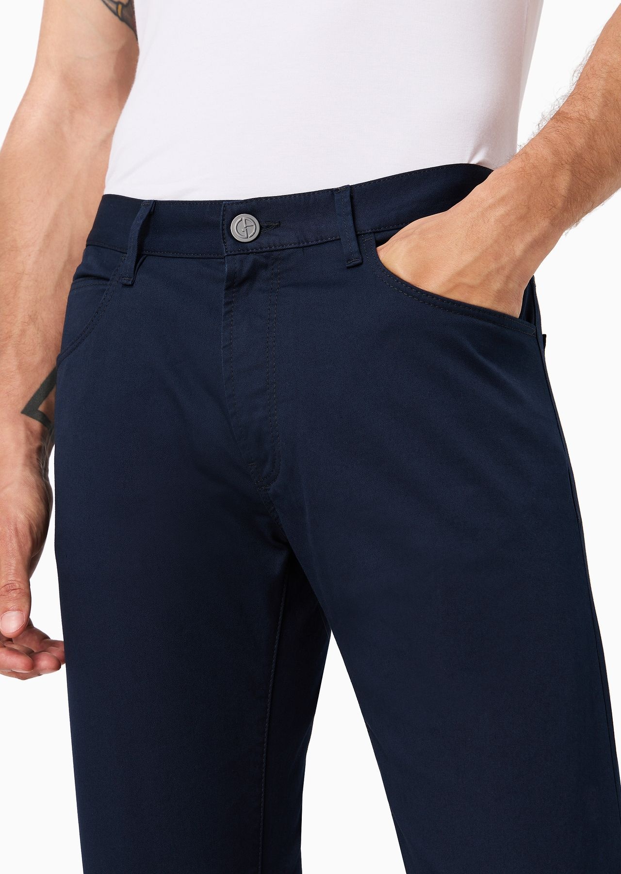 Regular-fit, five-pocket trousers in stretch cotton - 5