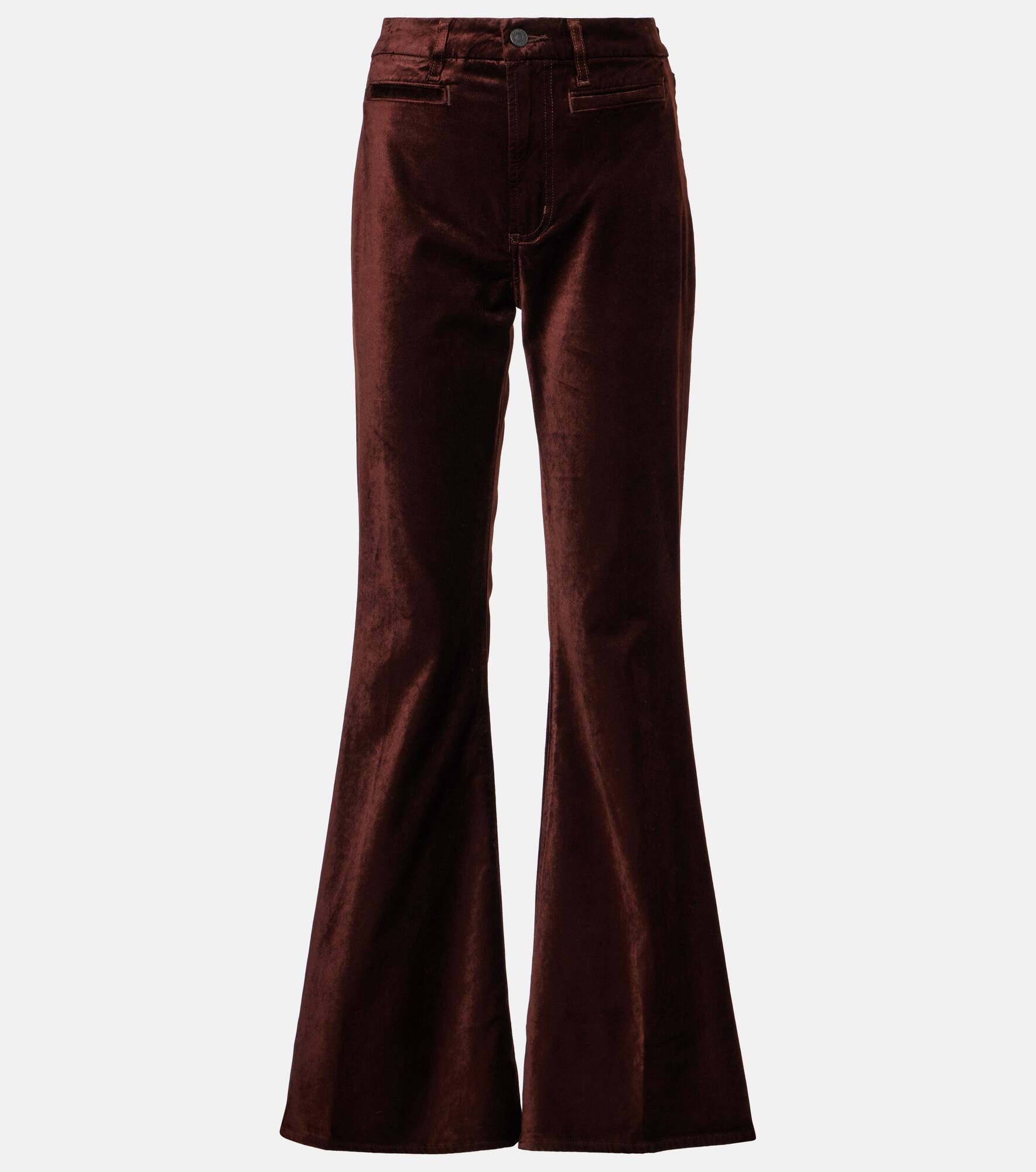 High-rise velvet flared pants - 1